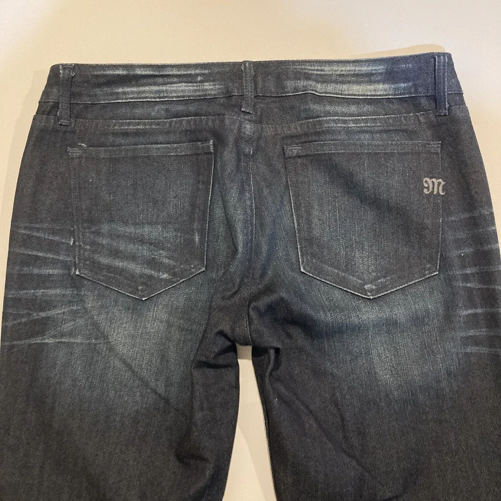 MISS ME Jeans Women NICOLE Size 31 Low‎ Rise Skinny Stretch Whiskered Dark Blue